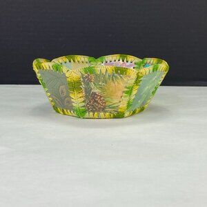 Vintage Crochet Christmas Card Bowl Basket